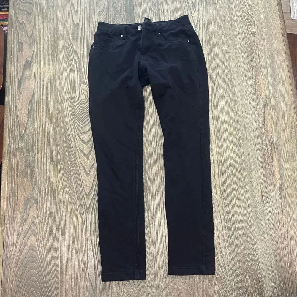 Like An Angel Pants Straight Leg Low Rise Cotton Blend Stretch Black Size Medium